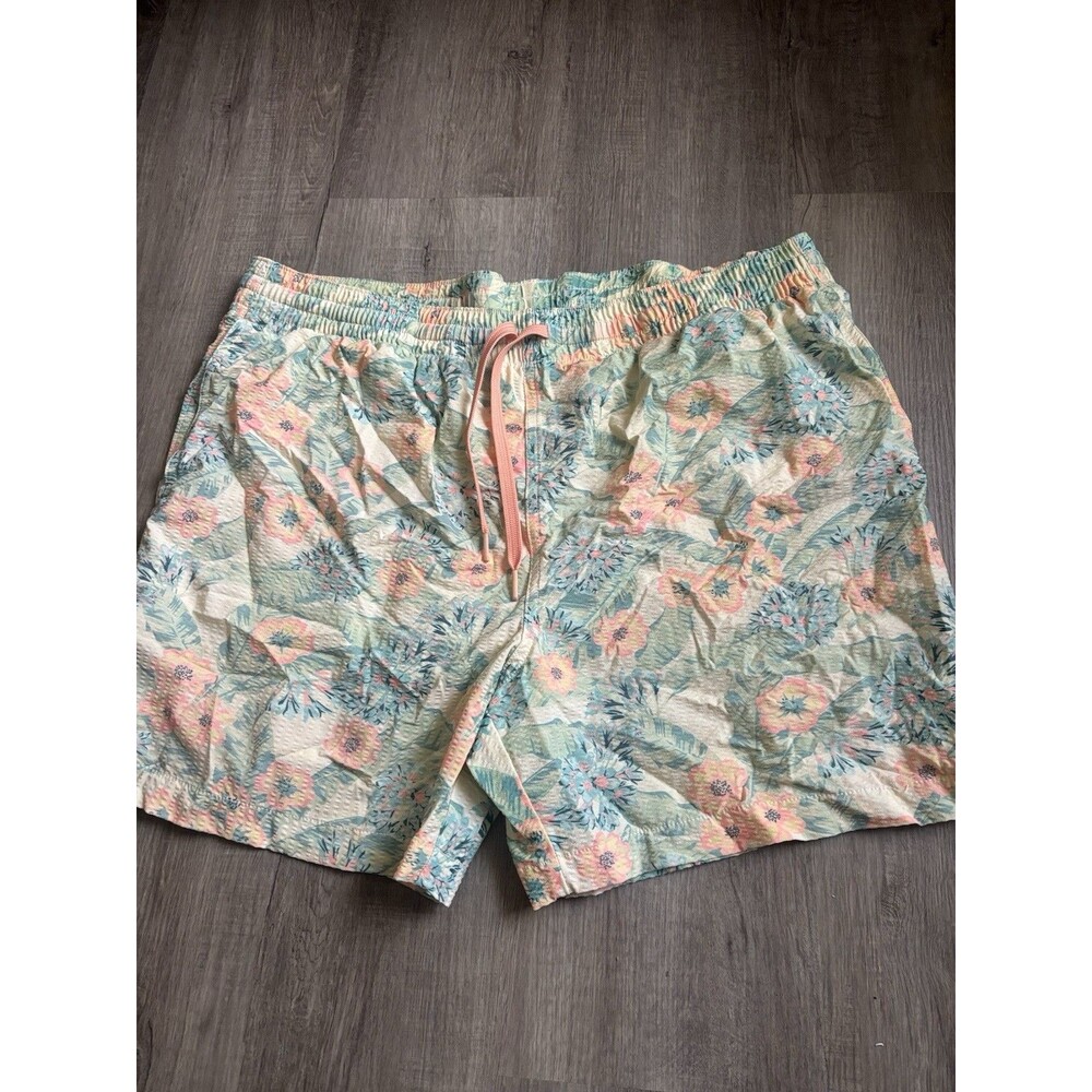 Chubbies Swim Trunks Mens Large Orange Green 5.5 Inseam Tropical Hawaiian Beach